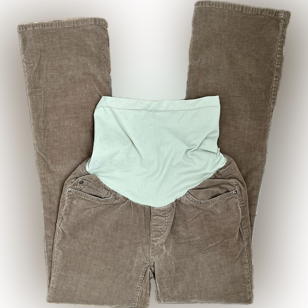 A Pea in the Pod Corduroy Full Belly Panel Pants Tan Sz S